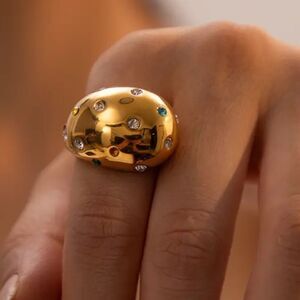 Ring -  gold bubble with beautiful color stones